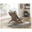 Élégant fauteuil d'appoint en chenille grise avec coussin en mousse et structure en bois d'hévéa brun-134540766