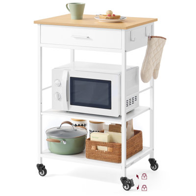 Kitchen Rolling Island, Mobile Kitchen Cart With Storage On Wheels, 17.7 X 23.6 X 35.4 Inches, Drawer, 2 Hooks, For Dining Room