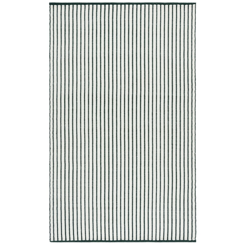 Vermont Hand Woven Wool;Cotton Striped Indoor Rug, Rectangle 3' x 5'