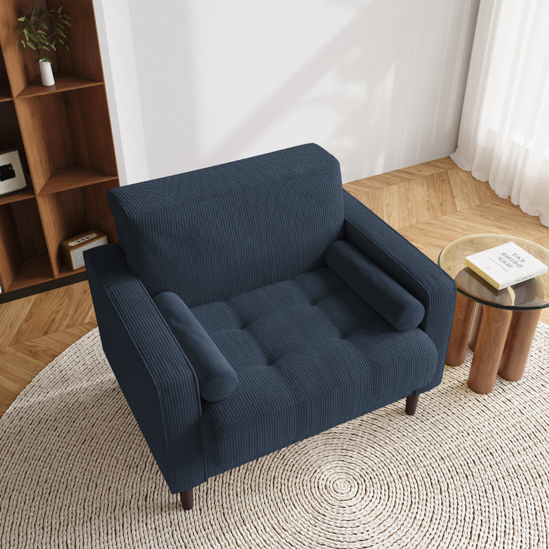 Carmelinda 88.4Cm Wide Tufted Armchair, Navy Blue Corduroy