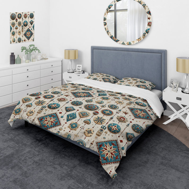 Ensemble de housse de couette motif marocain nomade marocain, Housse de couette pour grand lit et 2 taies décor