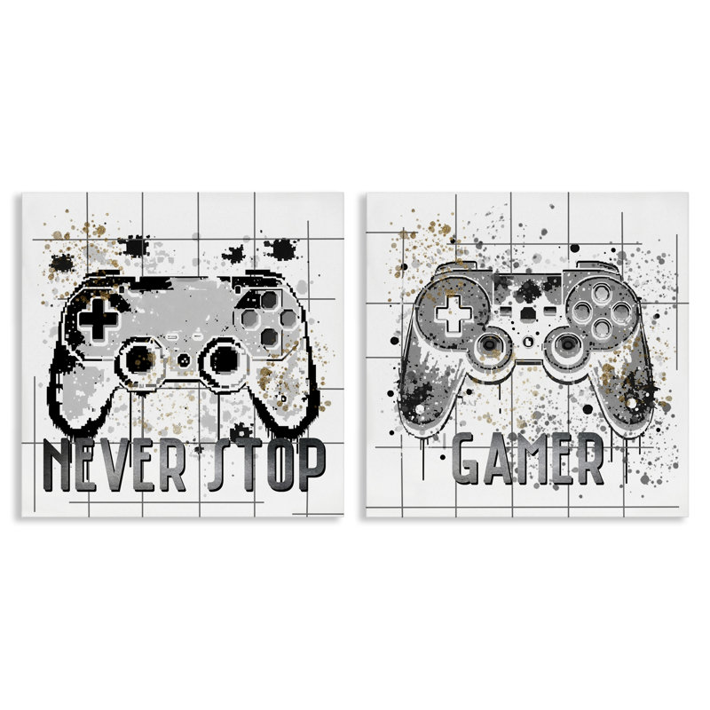 Ensemble de 2 mots sur toile Gamer, H 17 po x l 34 po