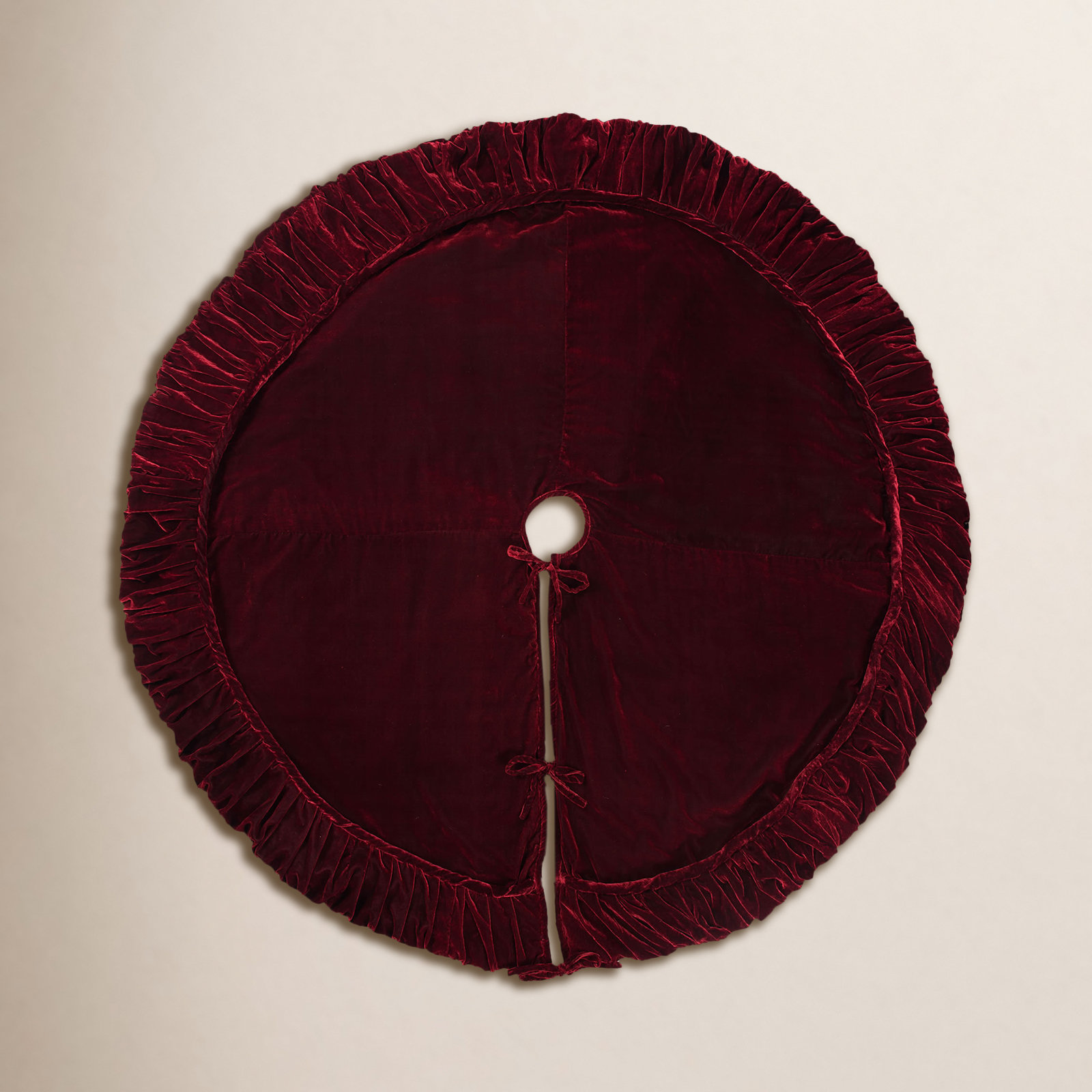 Hubbert Velvet Tree Skirt, 72" W, Wine