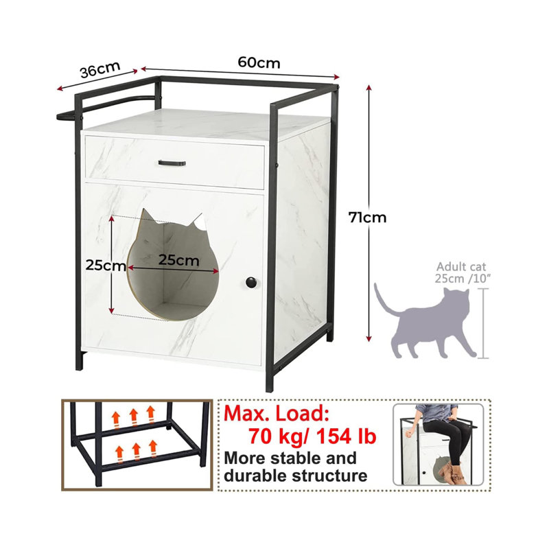 Eudell Engineered Wood Cat Litter Box Enclosure Cabinet