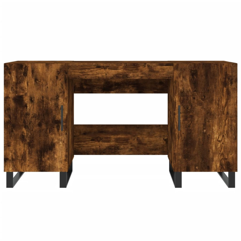 Amear Metal Base Computer Desk, Smoked Oak