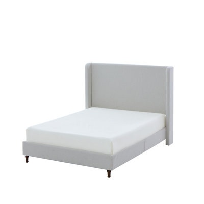Lit tapissier moderne de haute tête de lit / tête de lit haute de 54 po / simplicité élégante / pas de sommier nécessaire / assemblage facile / grand / blanc crème