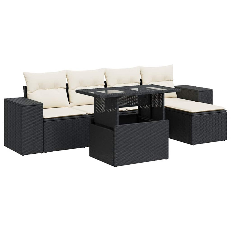 Ensemble de canapé de jardin Vidaxl noir, blanc crème
