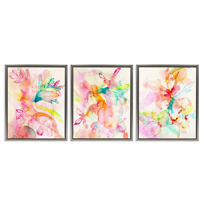 Ensemble de cadres flottants abstraits 3 pièces Paint Florals & Paint Drip, design par Gemma Bardot