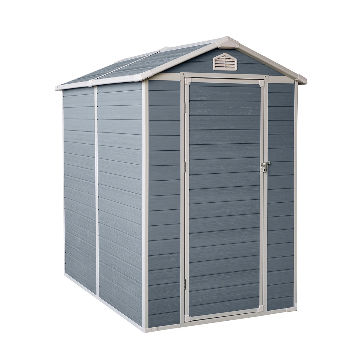 GZMWON 4X6ft Resin Outdoor Storage Shed With Floor And Lockable Doors
