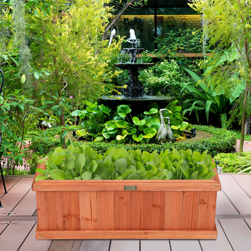 Ivaan Wooden Window Planter Box, 10" H x 9" W x 28" D