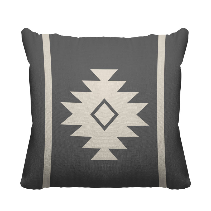 Coussin décoratif intérieur / extérieur Wapi Southwestern, L 15 po x H 15 po, gris