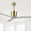 Ventilateur de plafond 54 po à 3 pales en bois massif plaqué or avec télécommande sans lumières-414479612