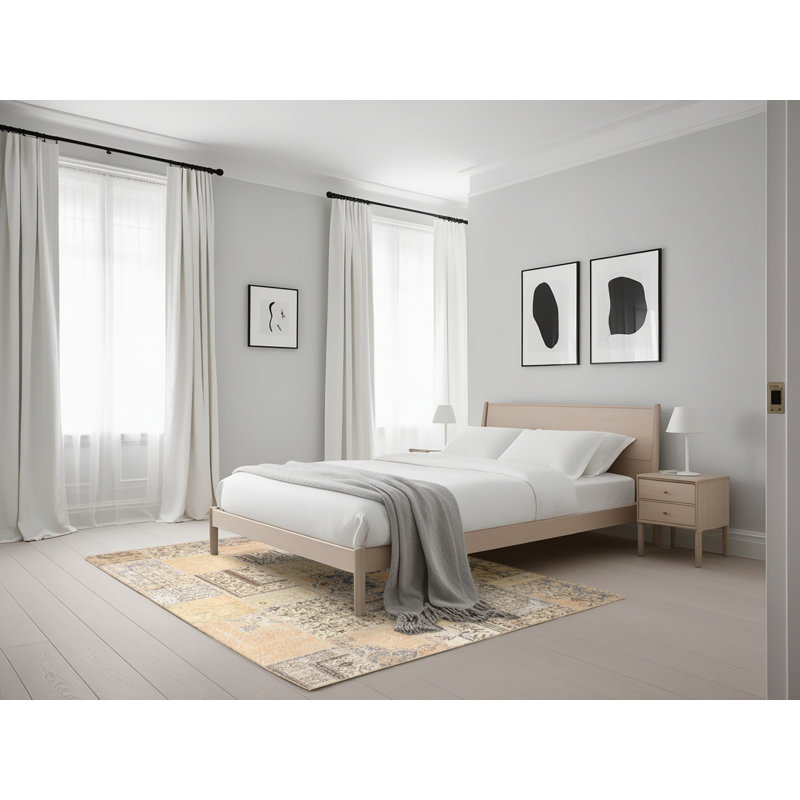 Tapis crème/brun/gris/zone contemporaine, Rectangle 5 pi x 7 pi