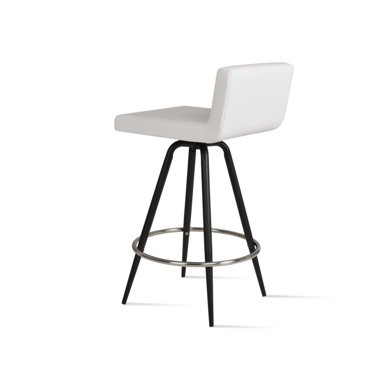 Tabouret pivotant Dallas Max, Tabouret de bar (siège d'une hauteur de 29 po), Noir, Blanc