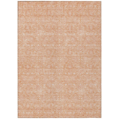 Tapis extérieur lavable floral pêche et ivoire 3 pi x 5 pi