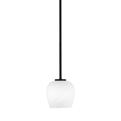 Mini-luminaire suspendu 1 lumière Amarmula, finition noir mat, abat-jour ovale en métal noir mat 5 po