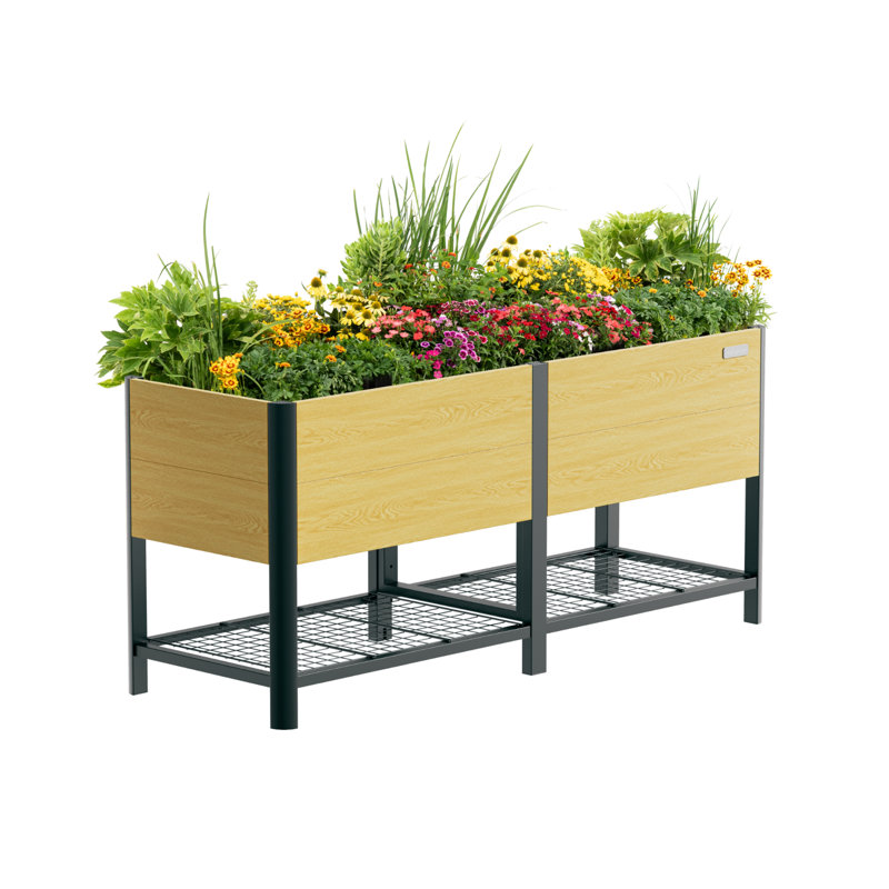 Pot à fleurs surélevé rectangulaire en bois de 32 po de hauteur et de 72 po de longueur Woodgrain