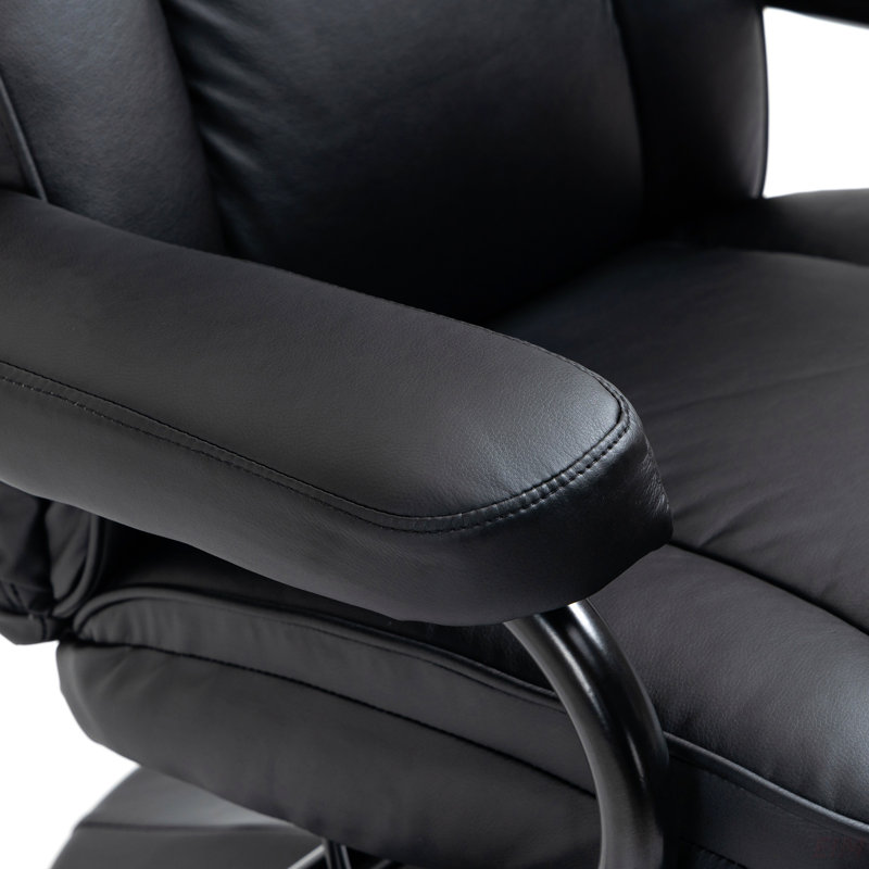 Fauteuil pivotant inclinable, manuel en cuir PU avec repose-pieds repose-pieds pour le salon, le bureau, la chambre à coucher