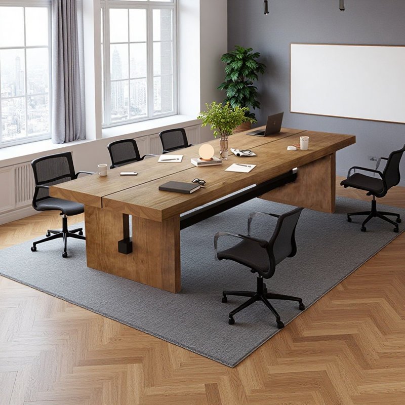 Table de conférence rectangulaire en bois massif, H 29,53 po x L 118,11 po x l 39,37 po