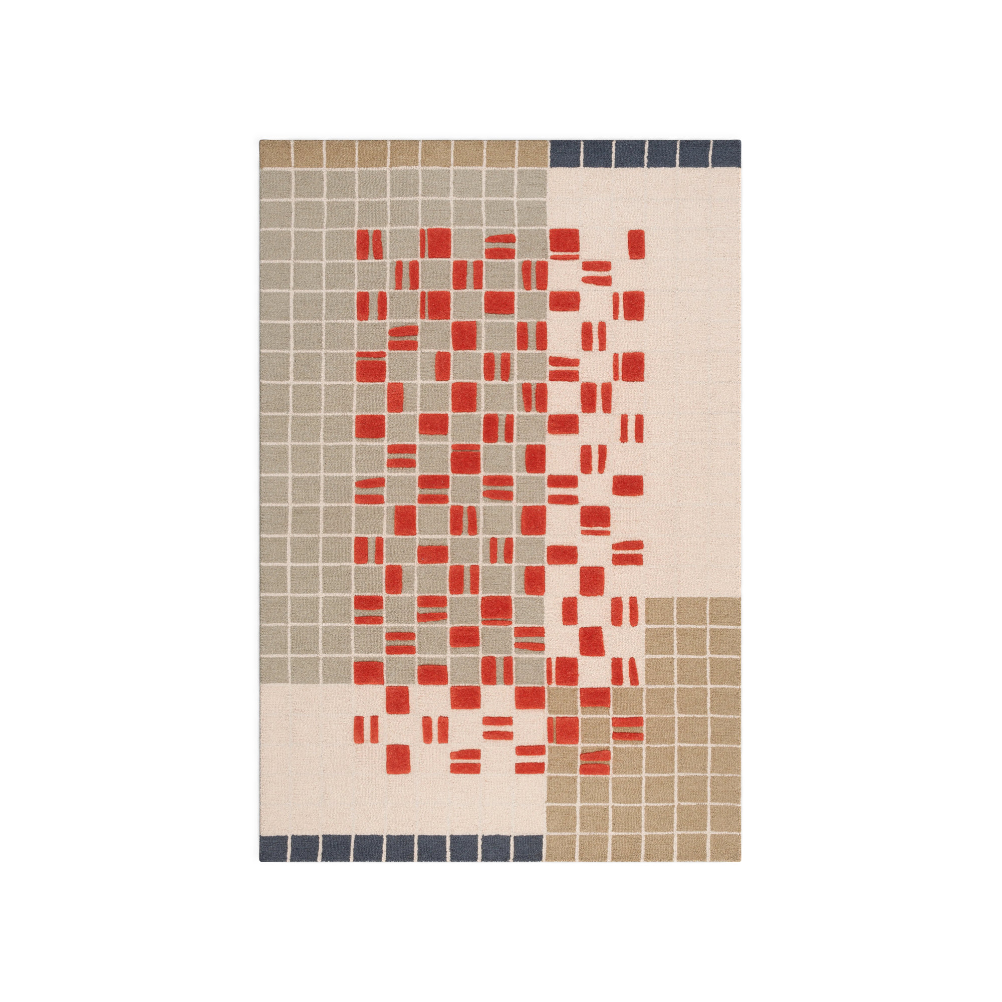 Elswick Geometric Hand Tufted Wool/Cotton Area Rug in Gray/Red/Beige, Rectangle 2' x 3'