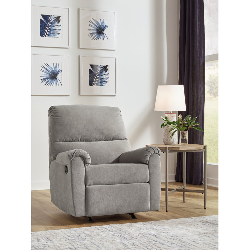 34" Wide Gray Metal Rocker Recliner