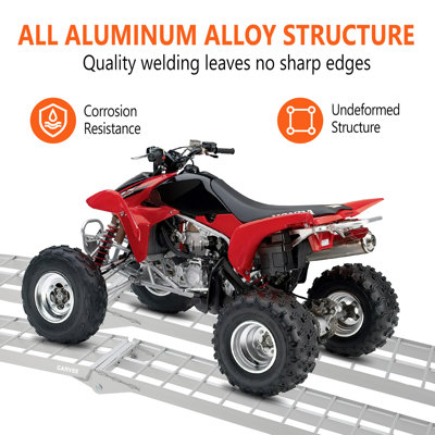 Rampes de voiture en aluminium (paquet de 2) - capacité de 1500 lb robuste, conception pliable de 89 po x 12 po, épaisseur de 2 po, rampes de véhicule argentées de grande capacité