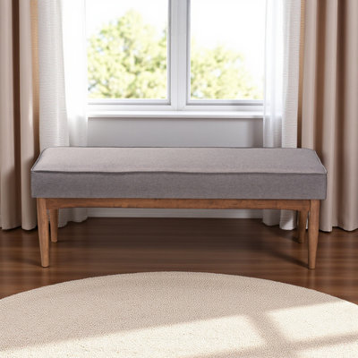 Tomball Gray Fabric Upholstered Wood Dining Bench, 17.17" H X 46.71" W X 17.52" D