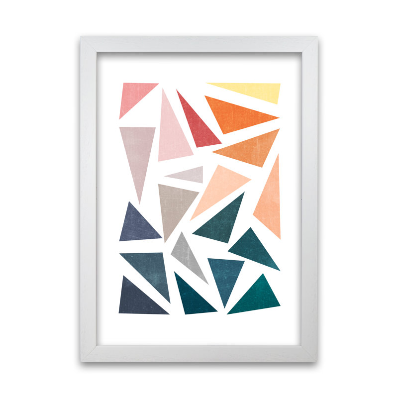 Abstract Colourful Geometric Original - Print, White Frame, 42cm H x 30cm W x 3cm D
