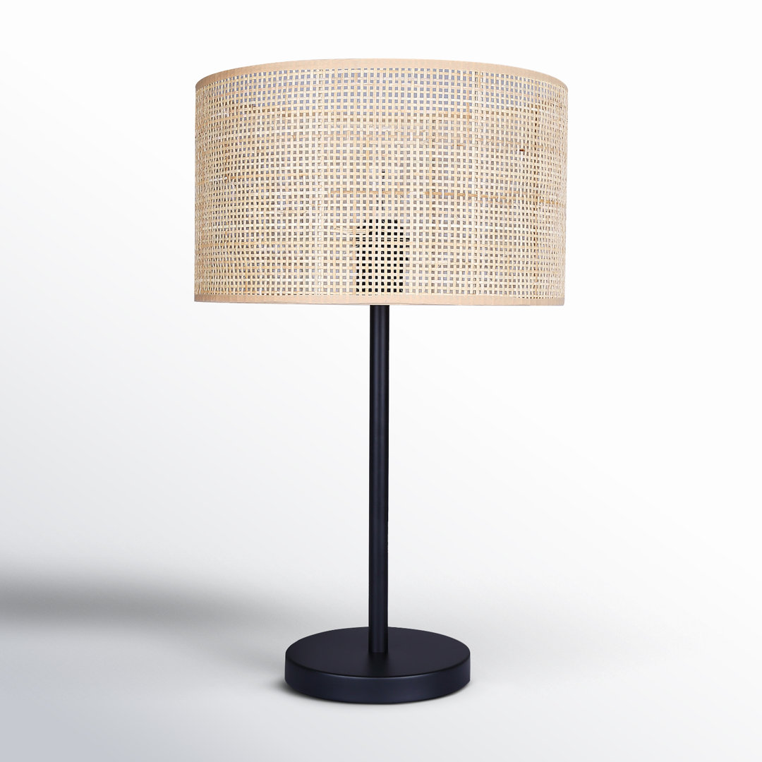 Romola 22 In. Matte Black Table Lamp With Natural Rattan Shade And 3 Way Switch AllModern Shade 