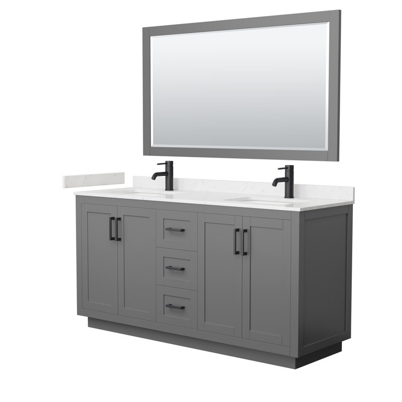 Miranda 66'' Dark Gray Double Bathroom Vanity with Marble Top