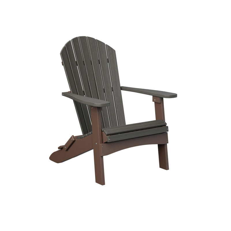 Berlin Gardens Comfo Back Folding Adirondack Chair, Coastal Gray/Chocolate Brown