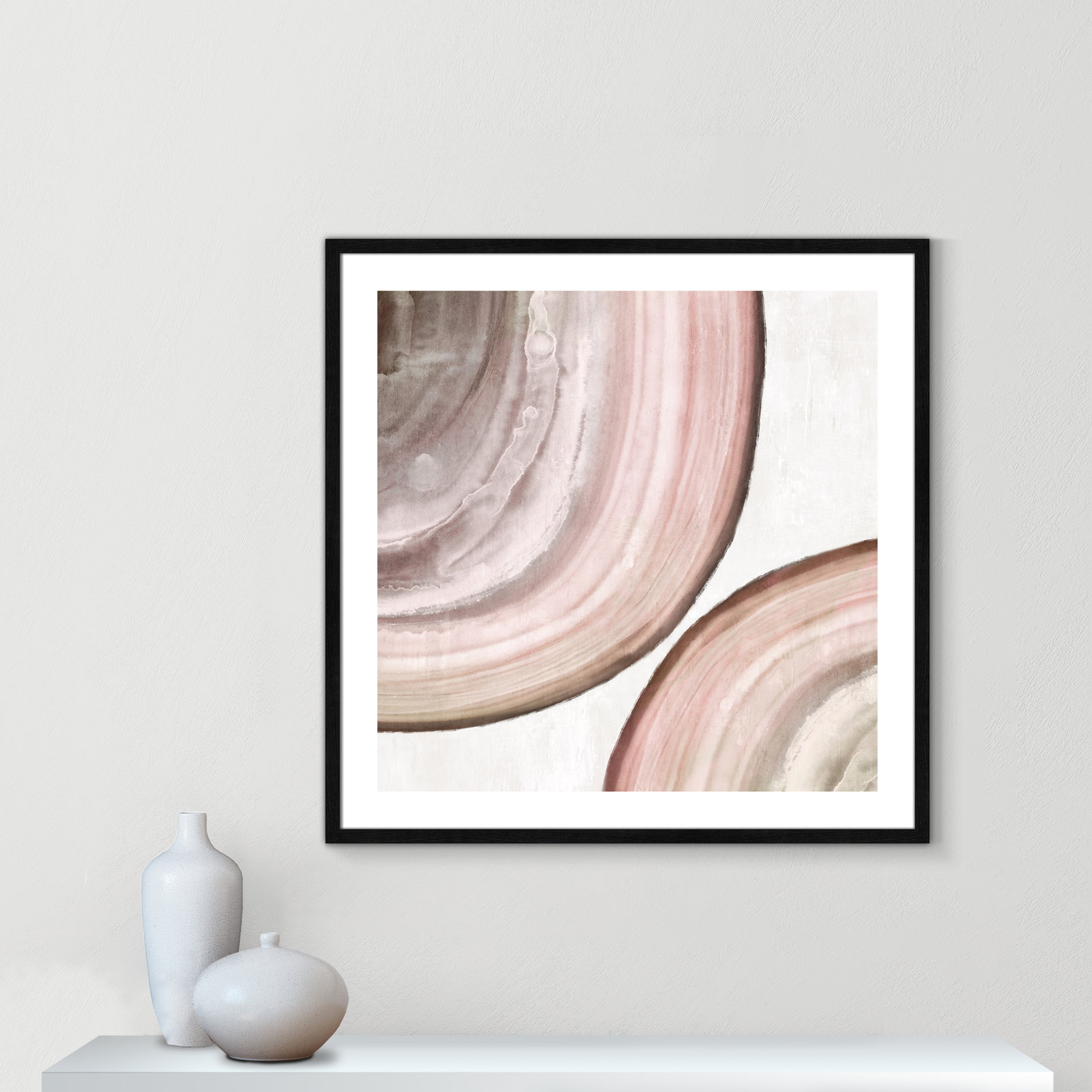 Boyd "Endless Blush" Painting by Eva Watts, 33.25" H x 33.25" W x 0.75" D, Black Wood Framed Paper