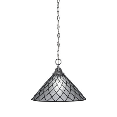 Chain Hung Pendant Shown With 16" Diamond Ice Art Glass