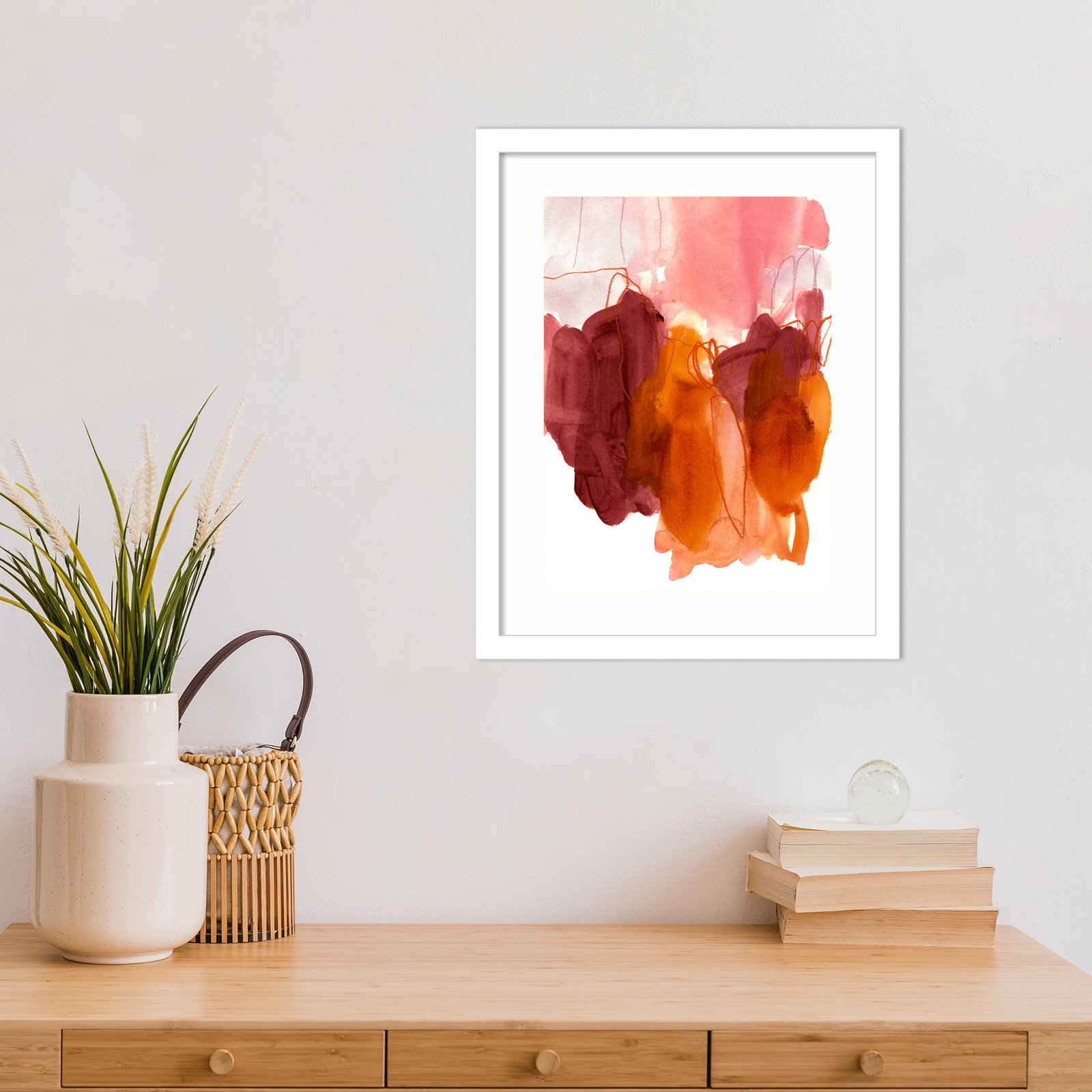 Orelia "Abstract Painting X" Print, White, 17" H x 14" W