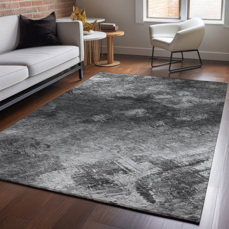 Premium Machine Washable Cerrito AMF590 Gray Rug, Rectangle 9' x 12'