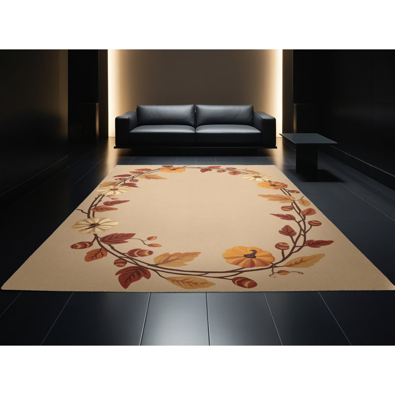 Soft Plush Farner Halloween Modern & Contemporary Abstract Area Rug in Brown – Beige Binding, 5x7