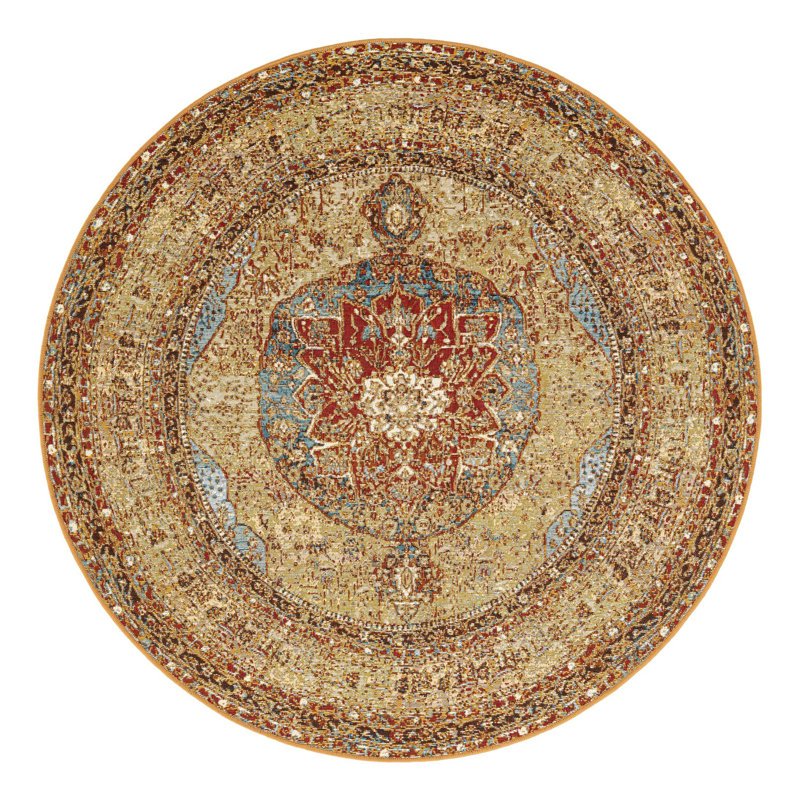 Tapis d'extérieur traditionnel, Rond 5 pi 3 po