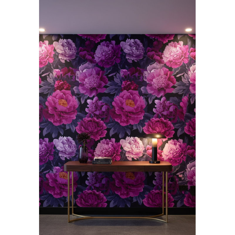 Papier peint floral mauve moderne