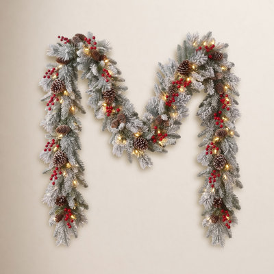 108" Frosted Pre-Lit Berry Christmas Garland