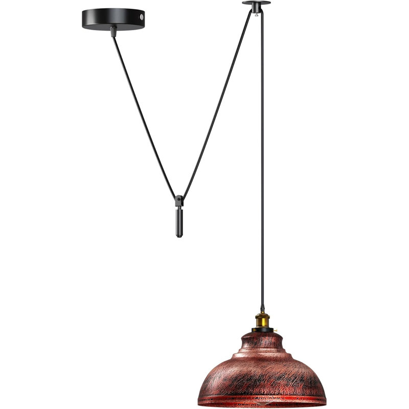 1 - Light Dome Pendant, Rustic Red