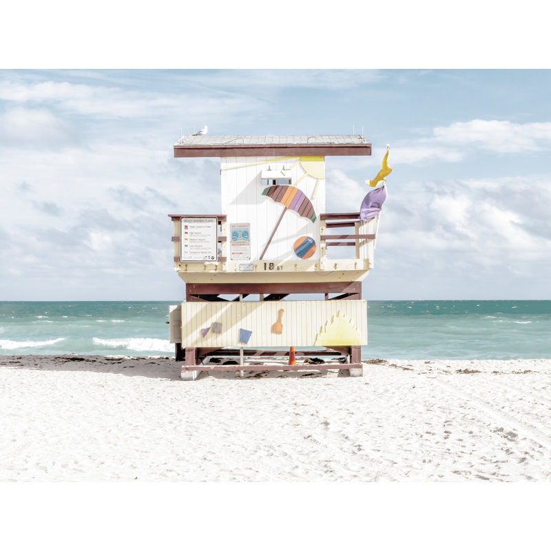Miami Lifeguard Chair - 18th Street Print by Richard Silver, Black Framed Canvas, 32" H x 24" W