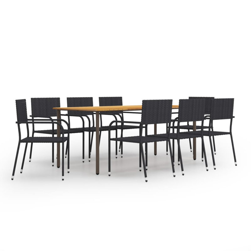 Ensemble de salle à manger rectangulaire de 78,74 po pour 8 personnes Corenthia, Noir