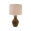 Lampe de table en grès cérame avec abat-jour en lin et détails en fer