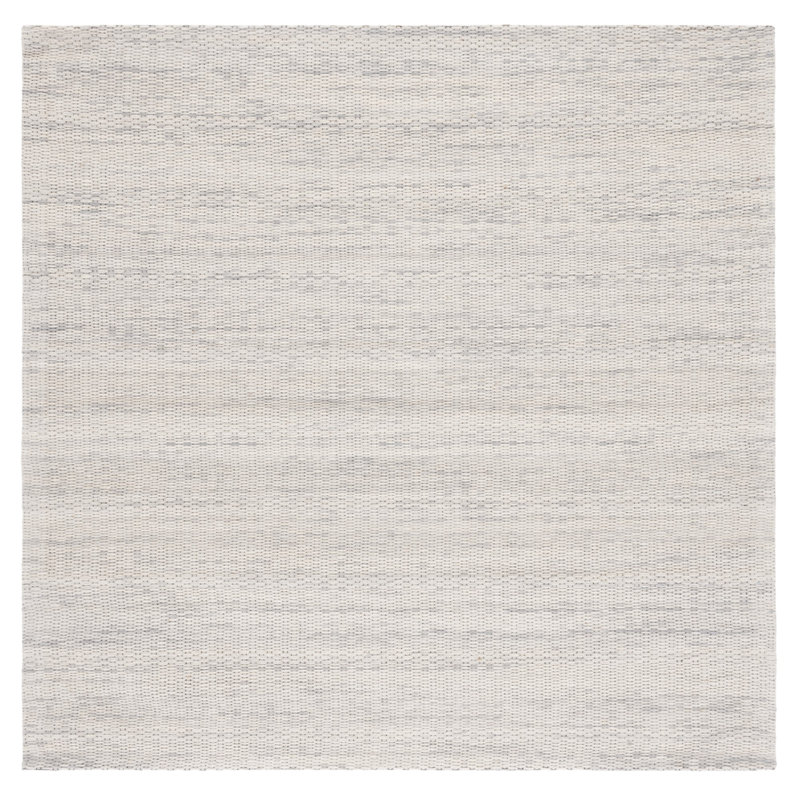 Aon Handwoven Wool Gray/Beige Area Rug, Square 6'