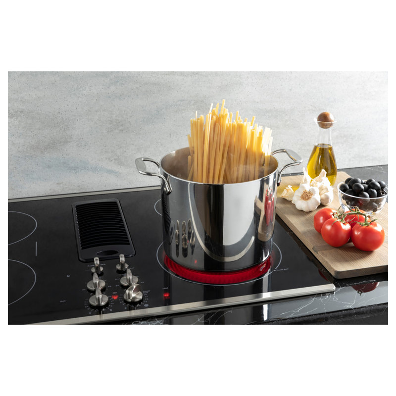 Downdraft Electric Cooktop, Black/Stainless Steel, Stainless Steel