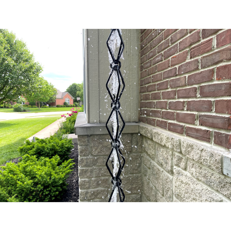 8.5 ft Black Powder Coated Metal Diamond Link Rain Chain