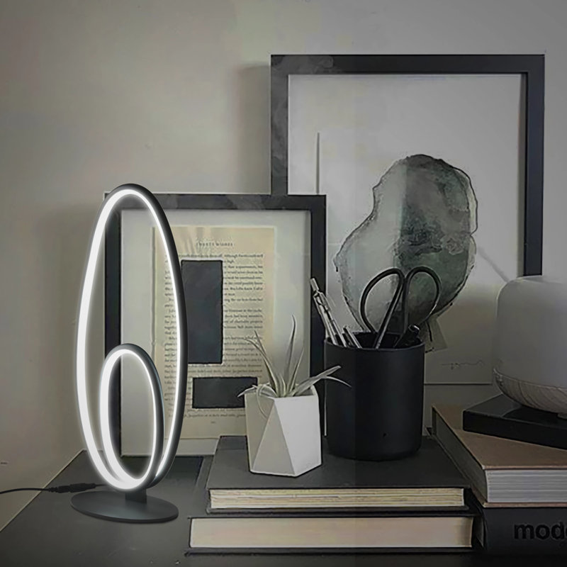 Lampe de table à DEL moderne pour chambre à coucher et maison, Noir