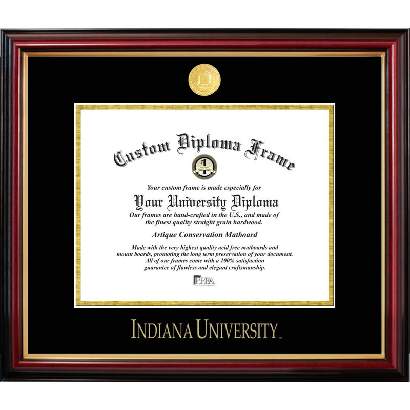 Cadre de petit diplôme de l'Université de l'Indiana, L 11 po x H 8,5 po, NCAA Indiana