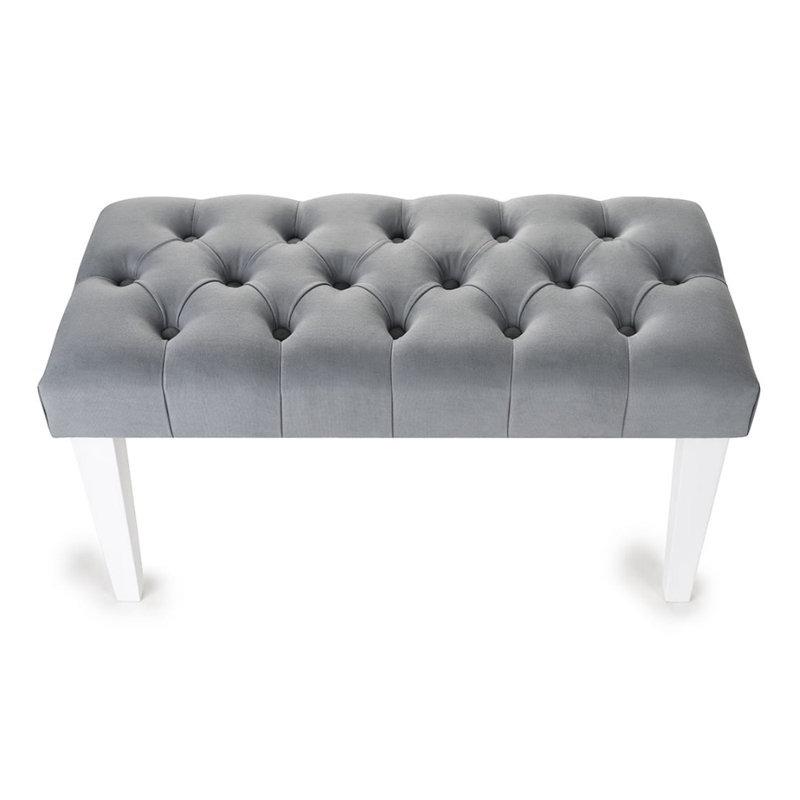 Upholstered Bench, H40 x W100 x D40cm, Grey/White