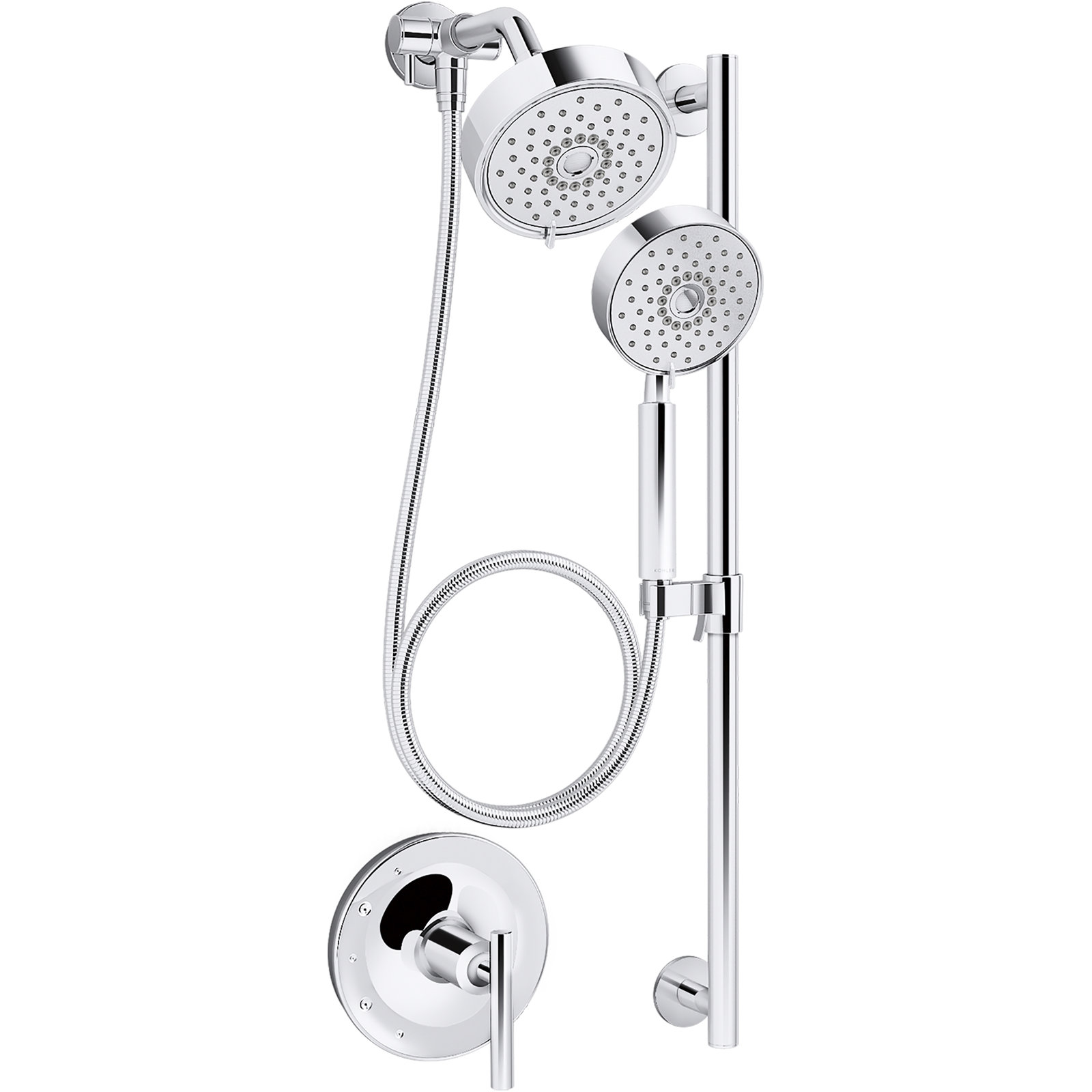 Kohler Purist Performance Showering Kit, 1.75 GPM Multifunction Showerhead and Handshower Package, Three Spray Settings